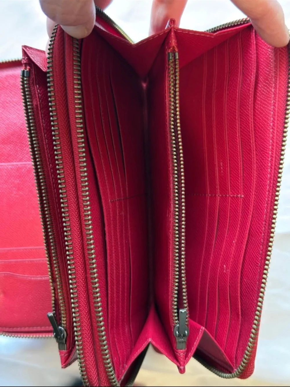 Coach Red Leather Zip Wristlet with Wrist Strap - Picture 5 of 6
